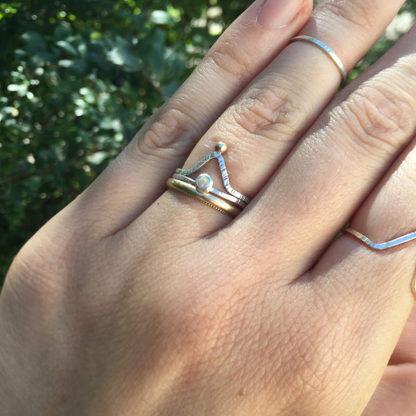 Faux Opal Silver Gemstone Ring