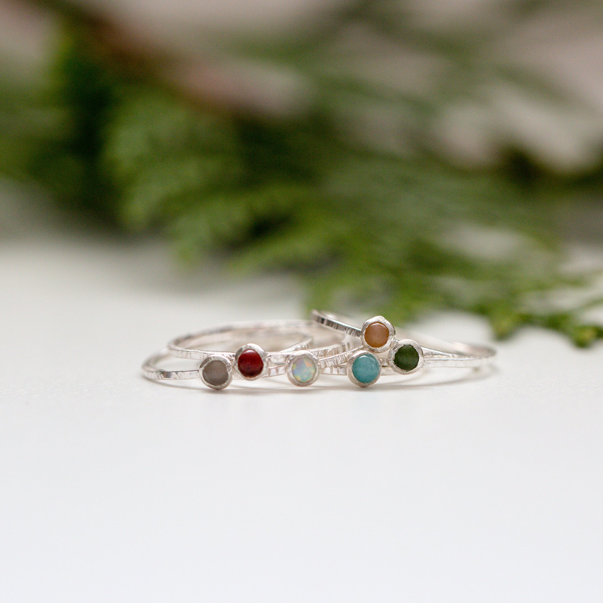 Faux Opal Silver Gemstone Ring