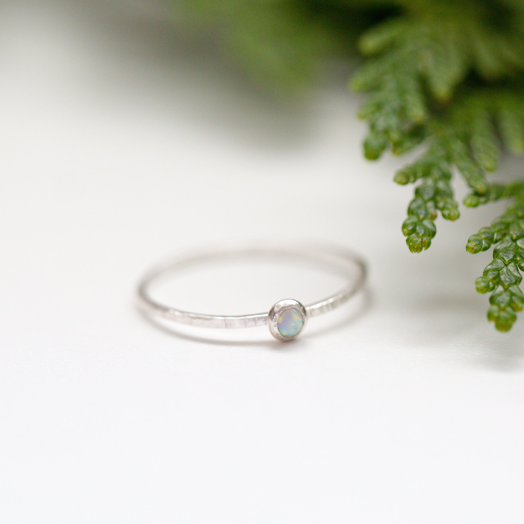 Faux Opal Silver Gemstone Ring